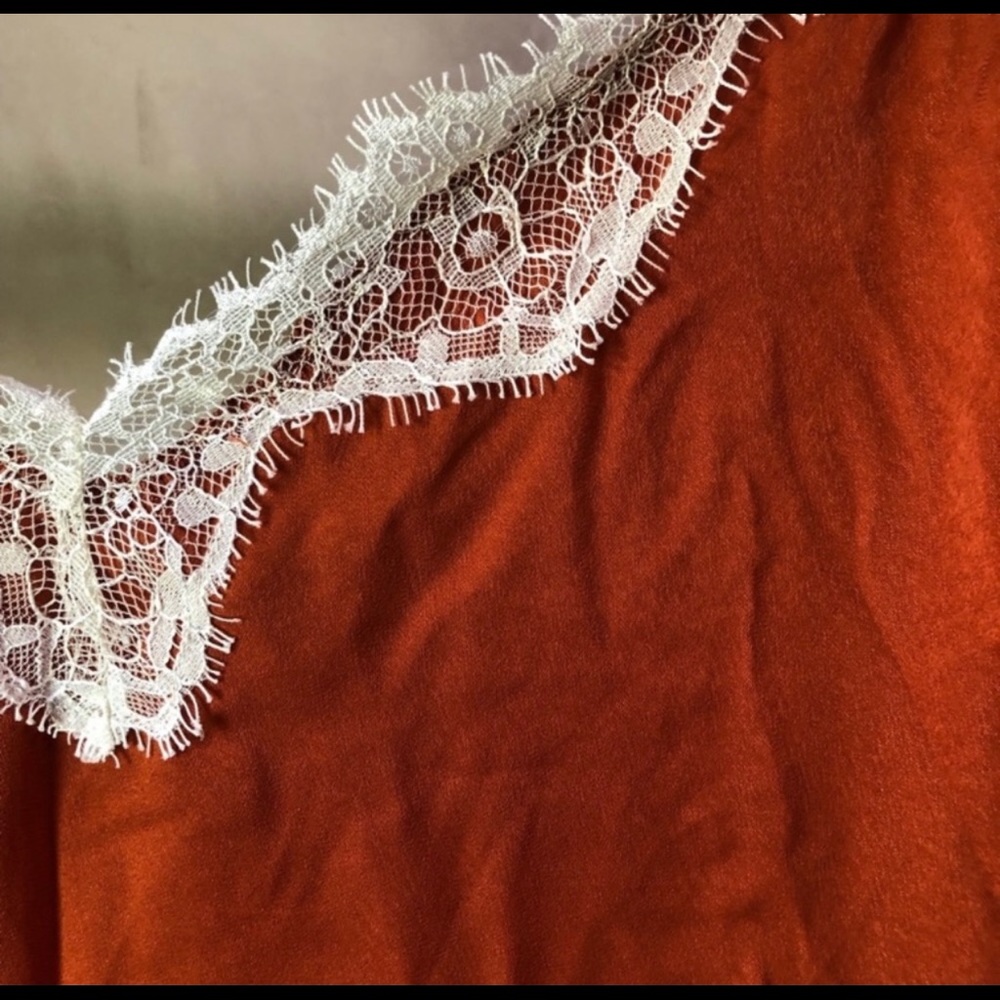 UO Out from Under Orange Satin & Lace Slip Dress - Picture 3 of 9